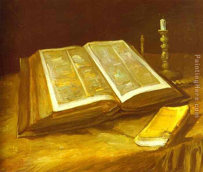 Still Life with Open Bible painting - Vincent van Gogh Still Life with Open Bible art painting